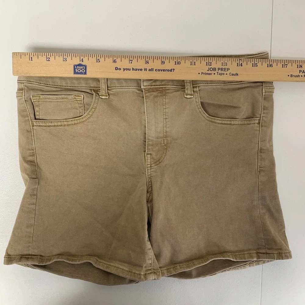 American Eagle Midi Shorts Womens‎ 12 Khaki Tan Super Stretch Denim